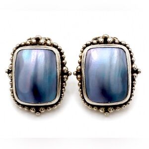Stephen Dweck 925 Sterling Silver Blue Mother of Pearl Clip On Earrings Beaded